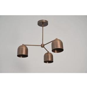 Lustre artisanal en laiton à 3 lumières, style moderne du milieu du siècle, pour bureau à domicile, plafonnier Sputnik, lampe suspendue minimaliste, LED à intensité variable - Product Image 1