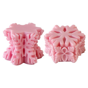 Snowflake Pillar Scented Candle Mold, Christmas Tree Snow Decoration Gypsum Figurine, Silicone Mold