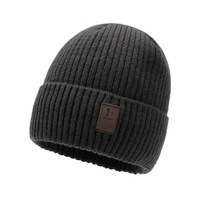 Bonnet unisexe en tricot côtelé avec patch R, épais et chaud pour l'hiver, avec revers, personnalisable avec logo