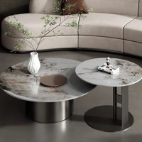 Ensemble table basse moderne simple en acier inoxydable doré et marbre tables d'appoint en pierre frittée pour centres de table de salon