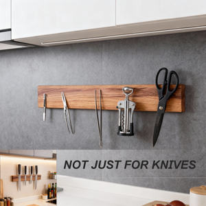 <span class=keywords><strong>Porte</strong></span>-couteaux magnétique en bois de noyer magnétique puissant de luxe personnalisé pour mur - Product Image 4