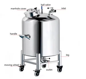 Vertical Round Shape Movable Storage Tank Stainless Steel Air-proof Storage Tank For Cosmetic Cream