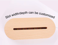 Support de veilleuse en cristal acrylique USB à intensité variable Base lumineuse ovale en bois à piles Lumières colorées Fente intérieure Produit