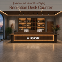 Comptoir de réception industriel et commercial, pour café, restaurant, sushis, snack-bar, mobilier complet sur mesure