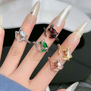 Personality Moon Snake Winding <b>Rings</b> for Women Men Gothic Hiphop Adjustable Opening Finger <b>Rings</b> Fashion Jewelry Accessories - Product Image 1