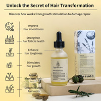 Huile Capillaire Croissance 60 ml Logo Personnalisé Marque Privée Vegan Bio Huile d'Argan Romarin pour Anti-Chute Repousse et Soin du Cuir Chevelu