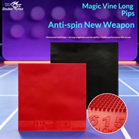Double Fish 1615 Magic Teng Caoutchouc de tennis de table simple face sans éponge noir-rouge, rotation inversée, anti-arc