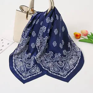 Multifunction Imitated Silk Scarf Cashew Flower Pattern Decorative Square Bandana