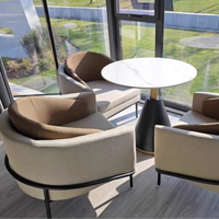 GEDO Ensemble mobilier moderne en lin 2 canapés commerciaux simples 1 table ronde Réception des clients Bureau Canapé