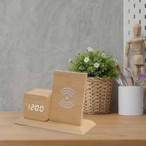 Chất Lượng Cao Đồng Hồ Bằng Gỗ Sáng Tạo LED Lịch Kỹ Thuật Số Điện Tử Đồng Hồ Báo Thức Sáng Lịch Máy Tính Để Bàn Không Dây Đồng Hồ Bằng Gỗ - Product Image 5