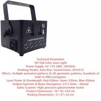 Projecteur laser RGB 3W 3D pour animation, DMX512, IP33, éclairage de scène couleur pour DJ, discothèque, bar, soirée