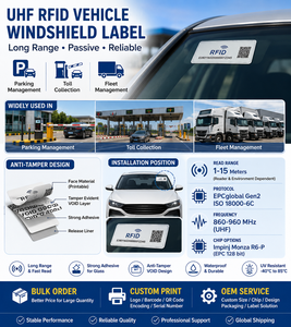 Passive Long Range UHF RFID Vehicle Windshield Label for Parking Management Toll Collection and Auto Identification - Product Image 3