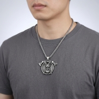 Pendentif Hache Double Viking Acier Titane Collier Homme Inoxydable Nordique Bijoux Gros Fournisseur Design Personnalisable