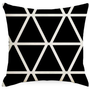 シンプルな北欧モダンなリネン枕カバー黒白幾何学模様プリントリビングルームオフィス寝室の装飾ベッドサイドクッションカバー - Product Image 3