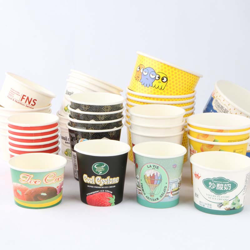 Custom Printing Logo Disposable Eco-friendly White Paper Ice Cream Cup