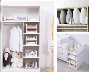 Stackable Rectangle Injection-Molded Plastic Pull-out Closet Wardrobe Shelves <b>Storage</b> Organizer for Home - Product Image 2