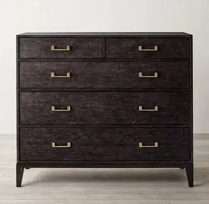 European Style Mid century Design Indoor Furniture Color Optional Oak Wood 5-drawer Dresser