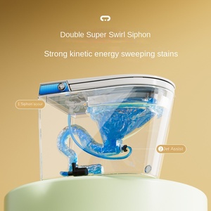 WC intelligent pour petit appartement avec couvercle automatique intégré, protection en mousse intégrée, en acier inoxydable, mural, pression <span class=keywords><strong>d</strong></span>'<span class=keywords><strong>eau</strong></span> - Product Image 4
