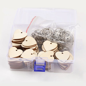 <b>Wooden</b> <b>Heart</b> Pendants 100Pcs With Keyrings <b>For</b> DIY <b>Crafts</b> Gift Tags Ornaments Eco Friendly Natural Wood Shape Set - Product Image 3