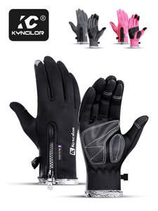 Luvas de Ciclismo de Inverno Antiderrapantes com Tela Sensível ao Toque, à Prova de Respingos, Forradas com Veludo, Dedos Longos com Zíper, Unissex para Ciclismo de Estrada - Product Image 1