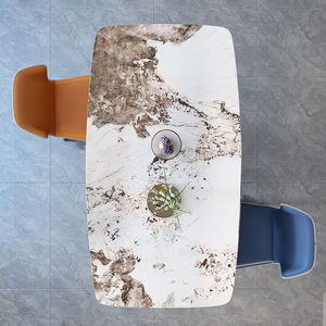 Mesa de Comedor Rectangular de Lujo Italiana con Sillas, Combinación de Encimera Ligera de Piedra y Mármol, Venta al por Mayor - Product Image 3