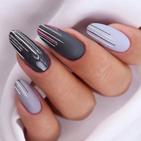 Impress Nails, boîte d'emballage pour faux ongles élégants bleu foncé, couleur unie, faux ongles à porter tous les jours, ongles en acrylique à coller