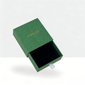 Solid Color Square Paper Jewelry <b>Box</b> with Velvet Lining Drawer Design for <b>Earrings</b> & Rings Packaging Customizable Logo - Product Image 4