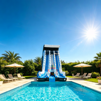 Toboggan aquatique gonflable commercial de 23 pieds à double piste, noir avec motif étoiles scintillantes, pour événements, jeux en parc et entreprises de location