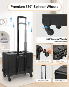 Relavel Rolling Makeup Case <b>Trolley</b> With 6 Removable Pouches Suitcase Wheels Cosmetic Train F251214-1 360. Rolling <b>Trolley</b> Offer - Product Image 3