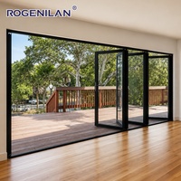 ROGENILAN Portes pliantes d'extérieur en aluminium personnalisées, étanches, résistantes aux intempéries, avec vitrage trempé, type accordéon