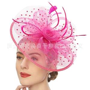 2401 Erxi Meilleure vente Coiffe de mariée en maille à pois, Chapeau de bal, Chapeau de jockey, Accessoires capillaires rétro - Product Image 2