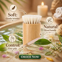 Brosse exfoliante naturelle pour le visage à faible MOQ, mini brosse compacte à manche en bois, nettoyage en profondeur des pores, brosse corporelle sèche pour usage quotidien