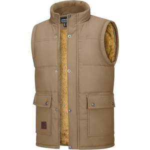 Cotrasen Men's Casual Fleece Lined Winter Warm Vest Outerwear with Puffer Sleeves Size Options-<b>Waistcoat</b> Jacket - Product Image 2