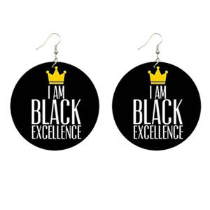 <span class=keywords><strong>Pendientes</strong></span> de aro de madera de 6cm, <span class=keywords><strong>pendientes</strong></span> con pintura al óleo africana, black lives matter, fabricante de china, venta al por mayor - Product Image 5