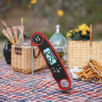 Thermomètre numérique pliable sans fil et étanche en plastique avec écran LCD automatique pour la cuisson intérieure/extérieure, la cuisine et l'usage domestique