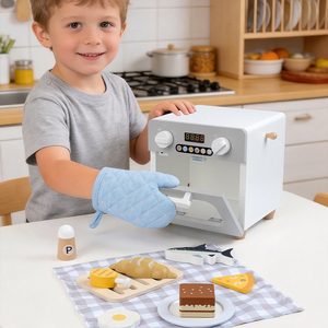 Set di Giocattoli da Cucina Montessori in Legno con Forno e Accessori Alimentari in Plastica per il Gioco Immaginativo dei Bambini - Product Image 1