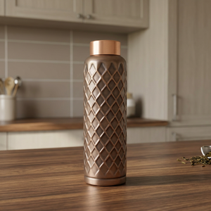100% Copper Handcrafted Eco-Friendly Durable Lightweight Recyclable Water <b>Bottle</b> for Detox & Hydration-Indian Home Crafts - Product Image 3