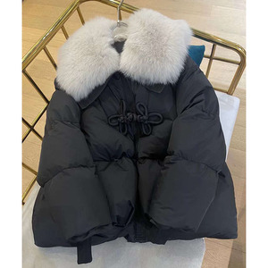 Oftbuy 2023 nueva chaqueta acolchada de Invierno para <span class=keywords><strong>mujer</strong></span> chaqueta de plumón de <span class=keywords><strong>ganso</strong></span> de piel de zorro real abrigo de plumón de piel juvenil corto de gama alta a la moda para <span class=keywords><strong>mujer</strong></span> - Product Image 2
