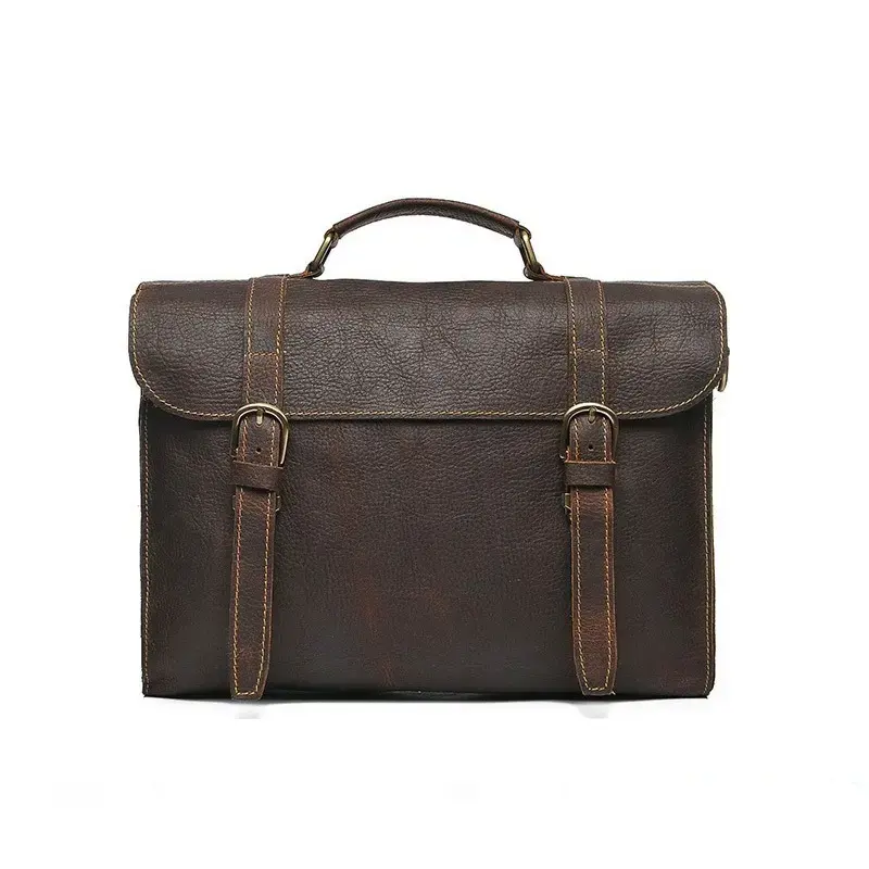 YD-08118 Italian Brand Top Grain Layer Leather Briefcase Men's Vintage Messenger Bag