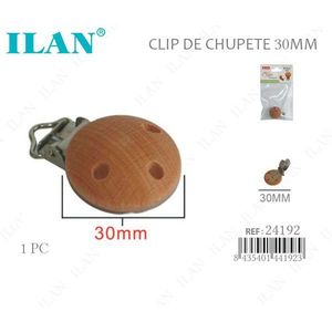 Clip per ciuccio Ilan da 30 mm in legno per biberon, per uso infantile - Product Image 1