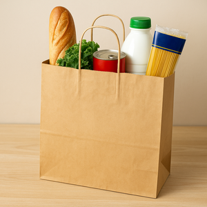 Bolsas de Papel Kraft y Blancas al por Mayor con Asas |   Bolsas de Compra Ecológicas con Fondo Plano para Comida para Llevar, Logotipo Personalizado Disponible - Product Image 5