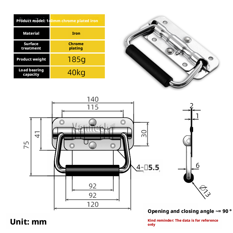 Powder-coated Steel Handle Professional Stainless Steel Spring Handle Used Folding Design and Industrial Handle for Tool Boxes