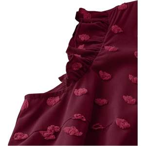 Chemisier sans manches personnalisé pour femme grande taille, col en V, à volants, décontracté, pour l'été, en tissu polyester respirant - Product Image 2