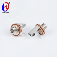 1/4 colokan gitar wanita 6.35mm TS Mono 3-Pin soket dudukan Panel perak dengan mesin cuci dan Model CK6.35-659 mur