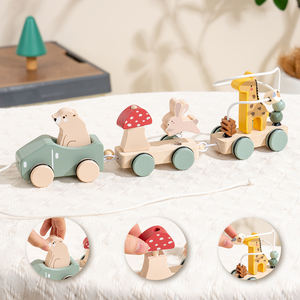 Jouet en bois éducatif pour enfants, chariot à tirer à la main, jouet à tirer, véhicule en bois, adapté aux bébés, reconnaissance des <span class=keywords><strong>lettres</strong></span>, forme - Product Image 1