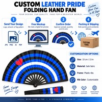 Éventails pliables personnalisés en tissu arc-en-ciel, plastique, bois, bambou, cuir, pour événements Pride