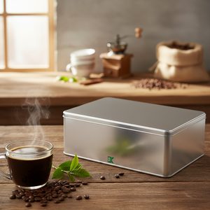 Kontensan L473 Rectangle <b>Tin</b> Can 6 Lt <b>Tea</b> Coffee and Hot Drinks Metal Container 300x200x100 mm Slip Lid Made in Turkey - Product Image 3