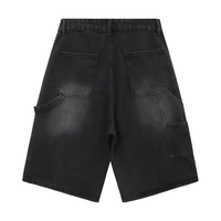 Short en jean délavé dégradé vintage ZY pour homme, avec broderie et impression de logo personnalisés, coupe ample et décontractée, style jorts pour homme