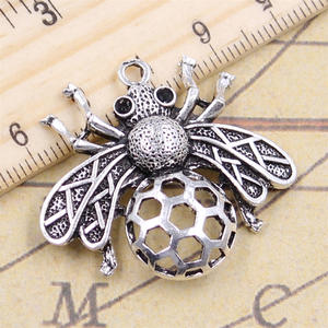 <strong>Charms</strong> Bee Hornet <strong>Honey</strong> Honeybee 33x36mm Tibetan Silver Color Pendants Antique Jewelry Making DIY Handmade Craft - Product Image 2