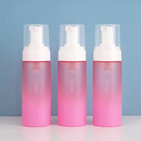 Flacon pompe en plastique PET rose lisse et brillant de haute qualité, vide, 100 ml, 120 ml, 150 ml, 200 ml, pour produits de soin de la peau, nettoyant visage, mousse